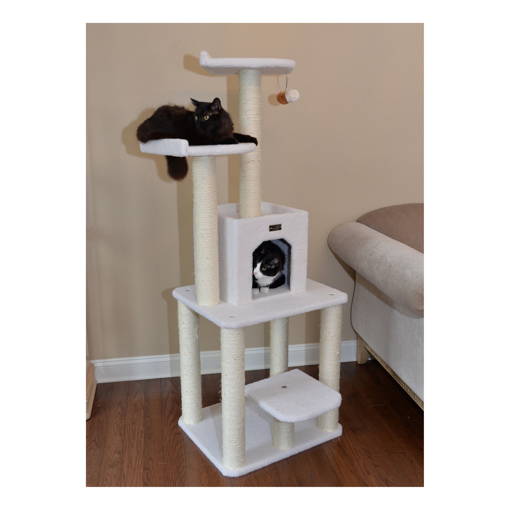 62-inch Faux Fleece Cat Tree, Ivory by Armarkat