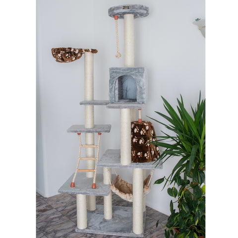 78-inch Faux Fur Cat Tree, Silver Gray by Armarkat