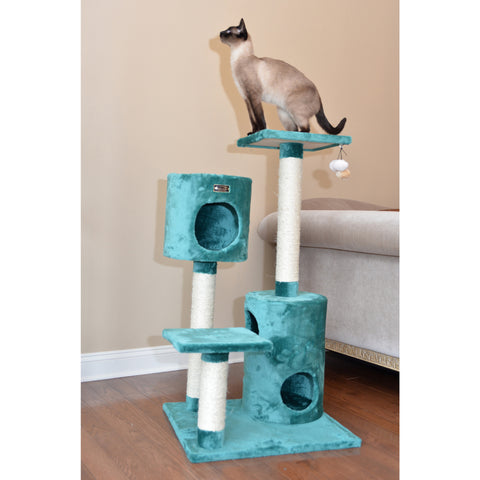 43-inch Faux Fur Cat Tree, Dark Green by Armarkat