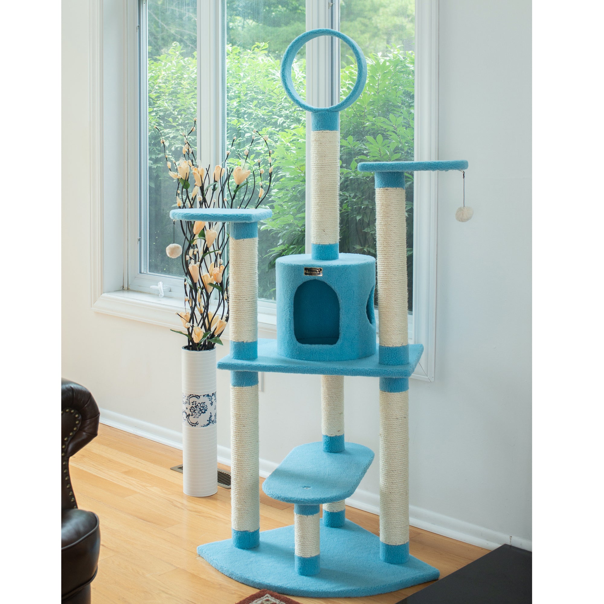 66-inch Faux Fleece Cat Tree, Sky Blue by Armarkat