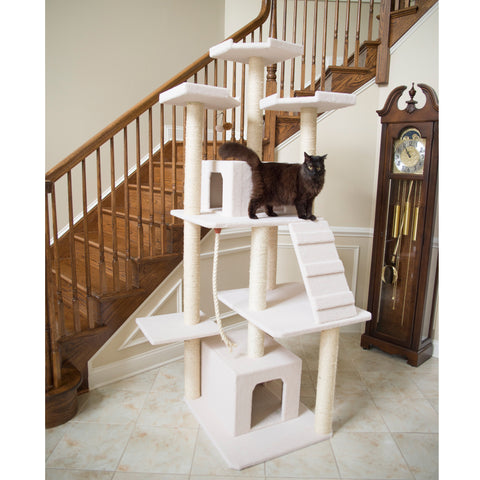 82-inch Faux Fleece Cat Tree, Ivory by Armarkat