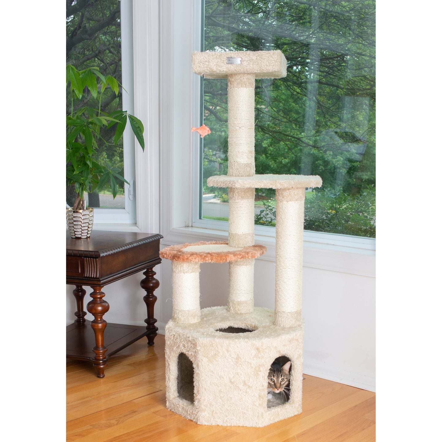 Premium 57" Soft Heavy-Carpet Cat Tree, Khaki by Armarkat