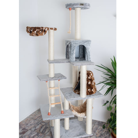78-inch Faux Fur Cat Tree, Silver Gray by Armarkat