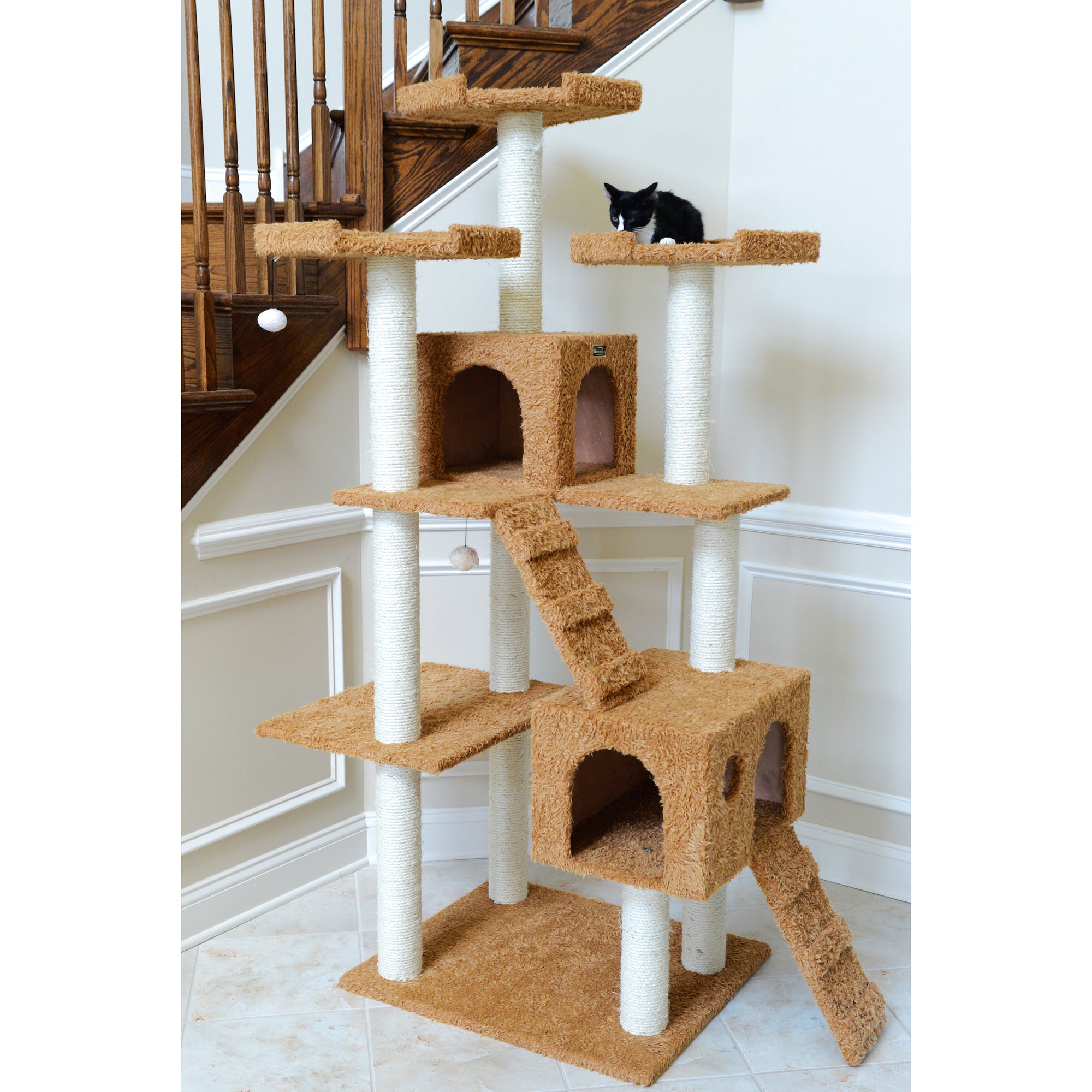 74-inch Ultra-Thick Faux Fur Cat Tree, Ochre Brown by Armarkat