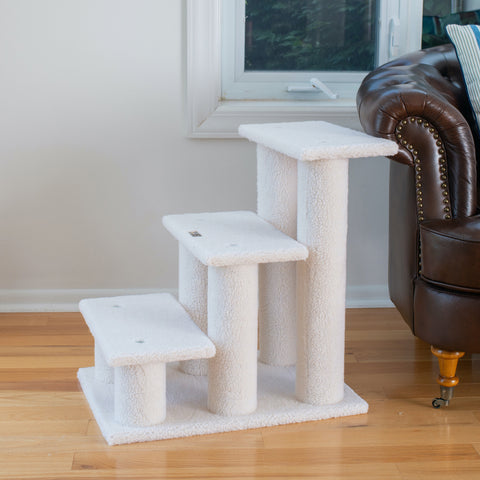 Classic Faux Fleece Pet Stairs (3 Steps), Ivory by Armarkat
