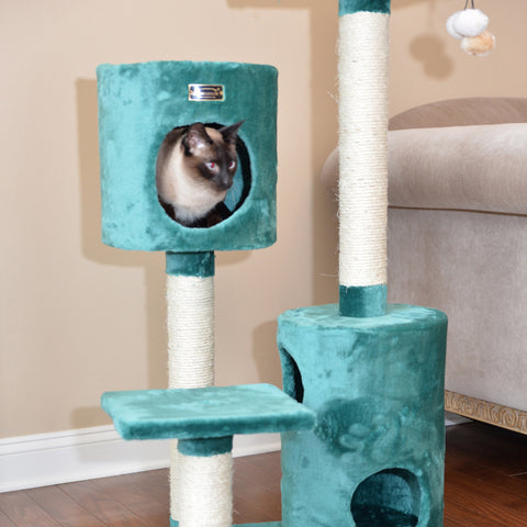 43-inch Faux Fur Cat Tree, Dark Green by Armarkat