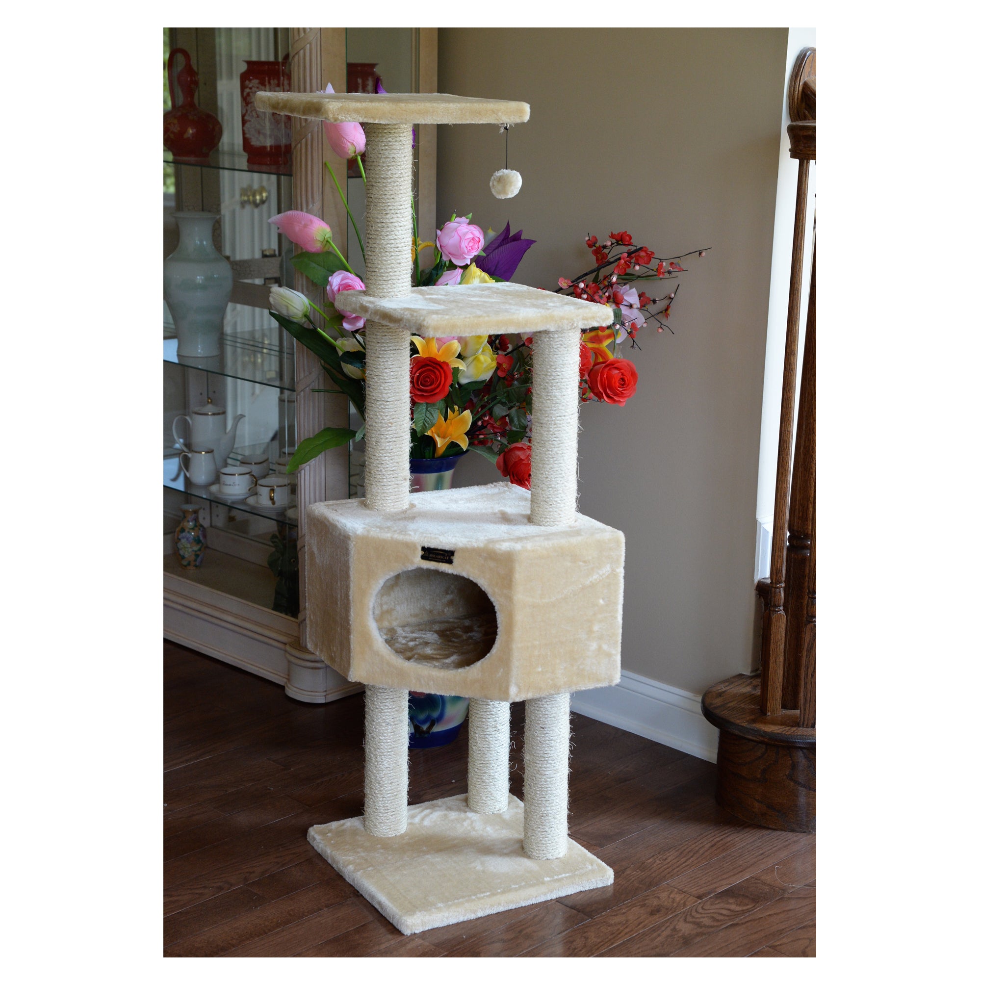 52-Inch 3 Tier Real Wood Cat Tree, Beige by Armarkat