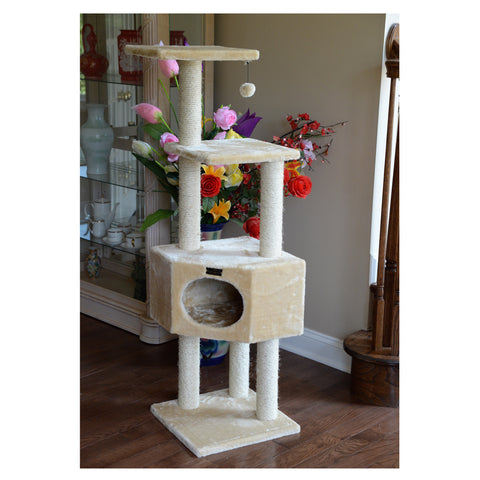 52-Inch 3 Tier Real Wood Cat Tree, Beige by Armarkat