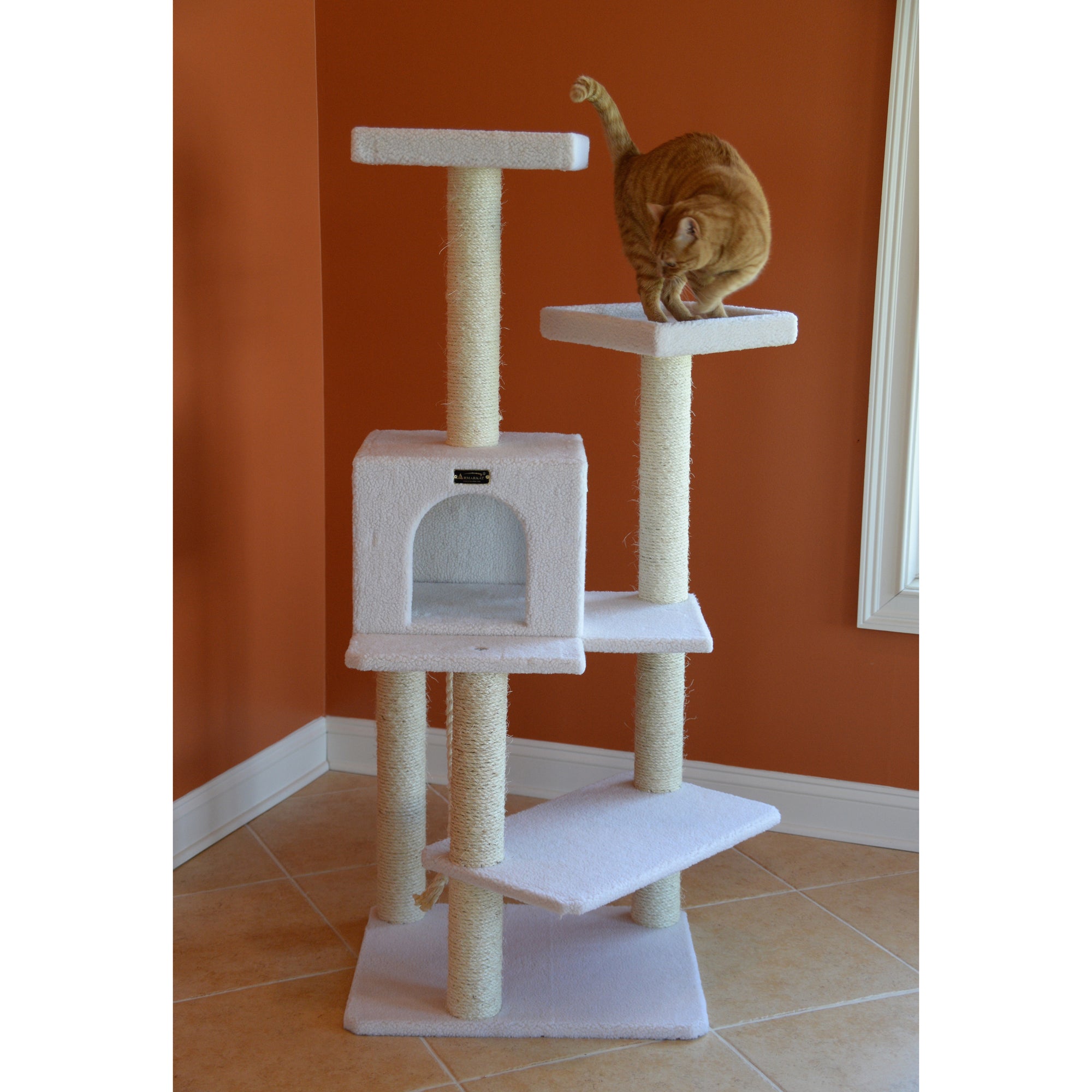 Classic 57-inch Faux Fleece Cat Tree, Ivory by Armarkat