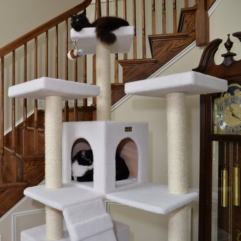 Classic 77-Inch Real Wood Cat Tree, Multi-Levels With Ramp, Three Perches, Two Condos, Ivory by Armarkat