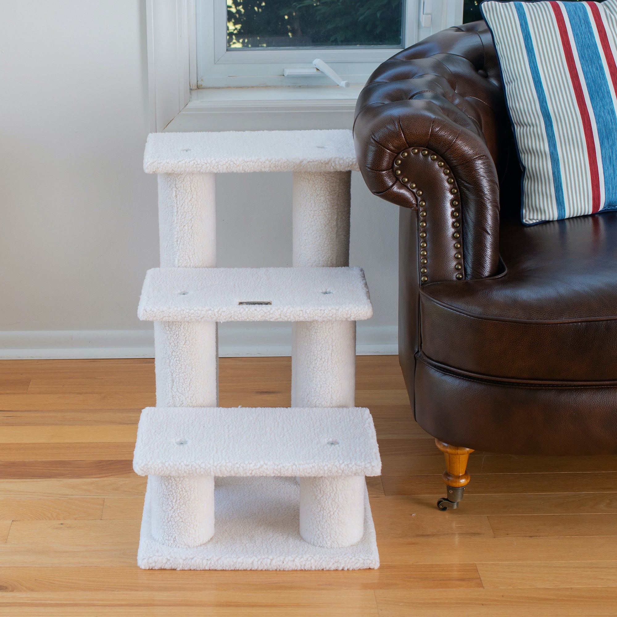 Classic Faux Fleece Pet Stairs (3 Steps), Ivory by Armarkat