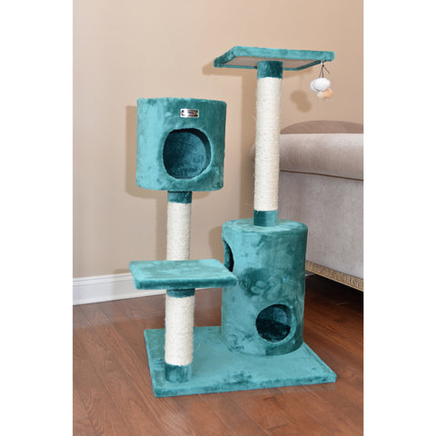 43-inch Faux Fur Cat Tree, Dark Green by Armarkat