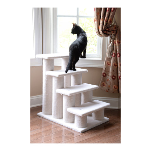 Classic Faux Fleece Pet Stairs (4 Steps), Ivory by Armarkat