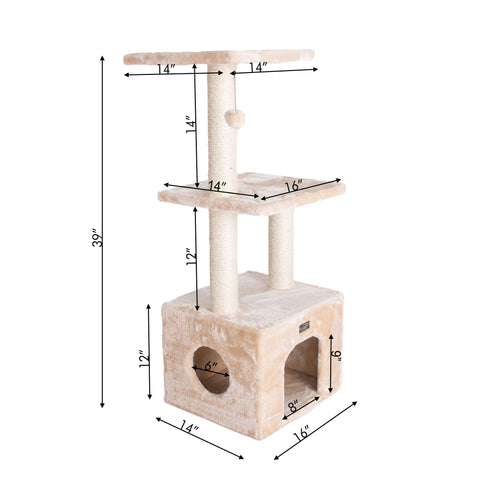39-inch Faux Fur Kitten Tree, Beige by Armarkat