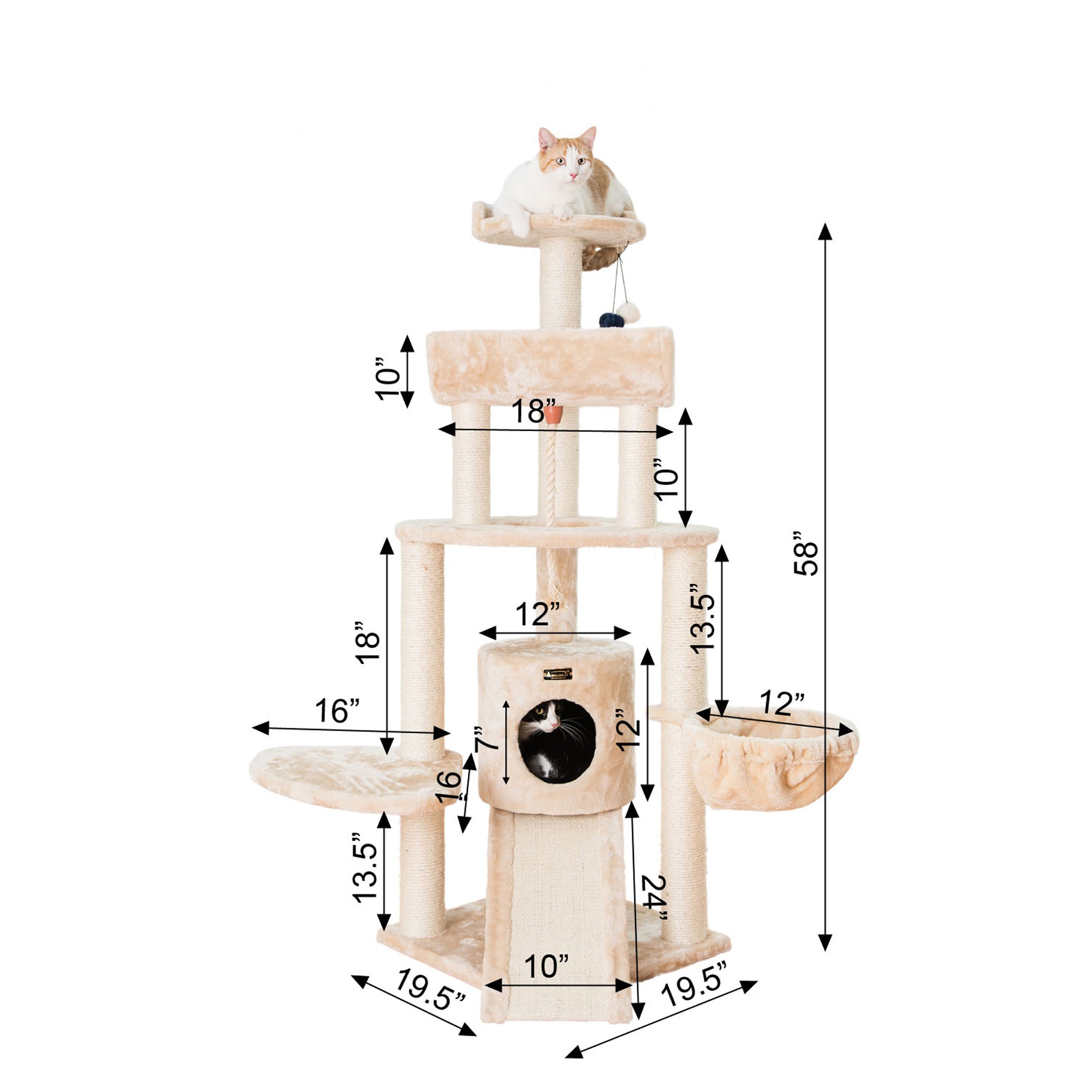 Classic Faux Fur Cat Tree, Beige by Armarkat