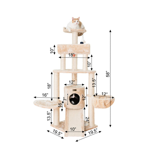 Classic Faux Fur Cat Tree, Beige by Armarkat