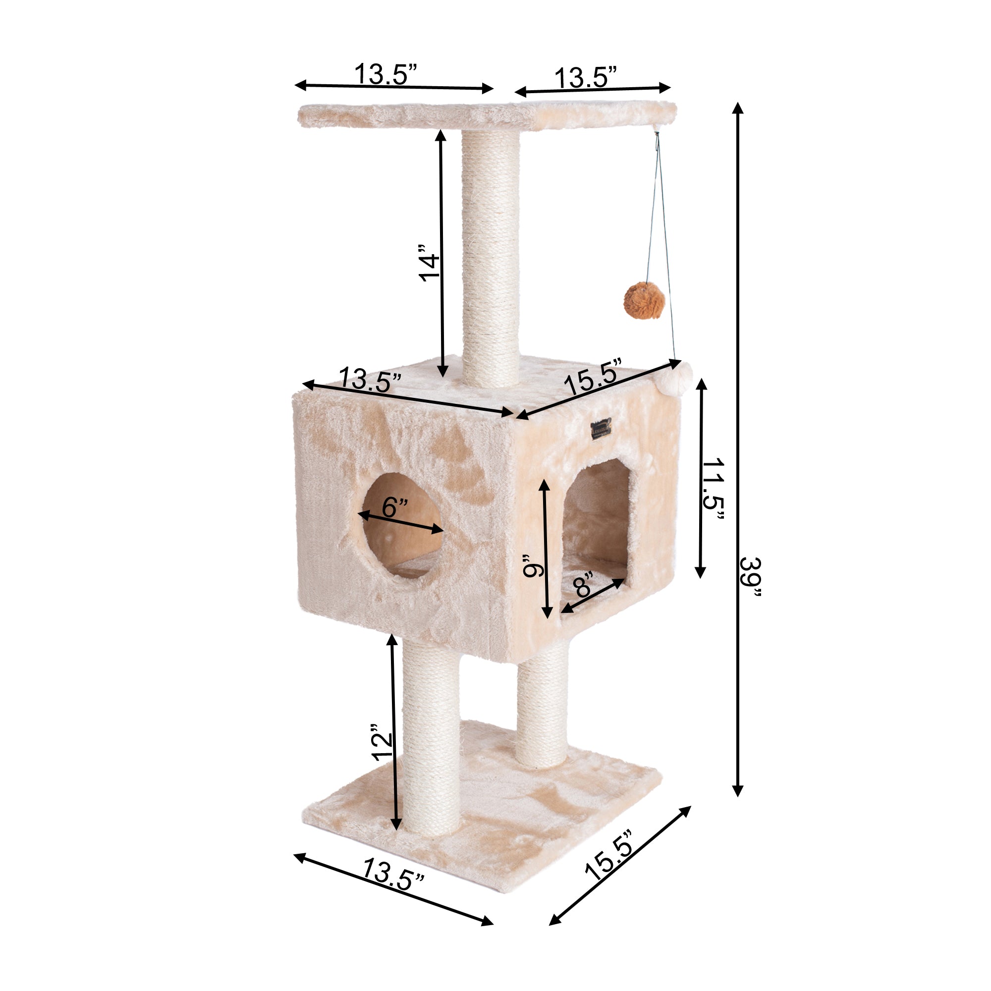 Classic 42-inch Faux Fur Cat Tree, Beige by Armarkat