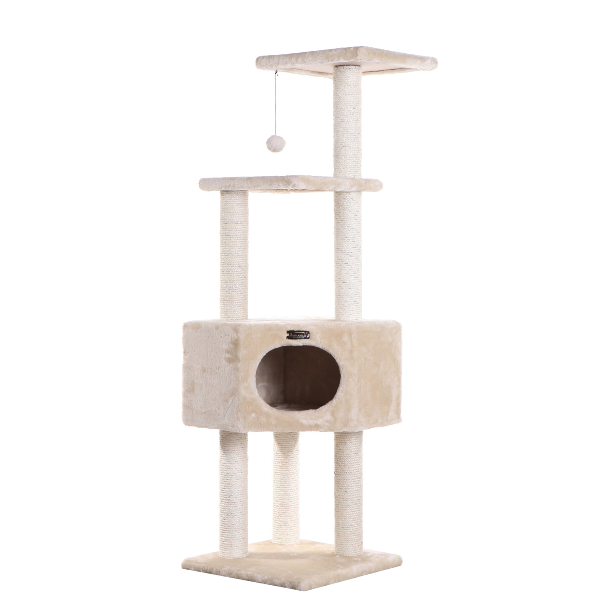 52-Inch 3 Tier Real Wood Cat Tree, Beige by Armarkat