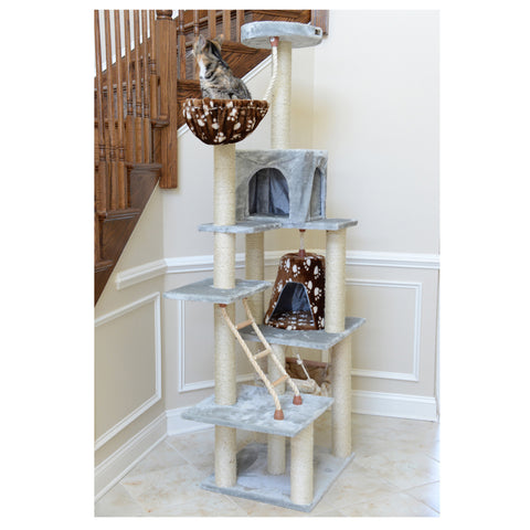 78-inch Faux Fur Cat Tree, Silver Gray by Armarkat