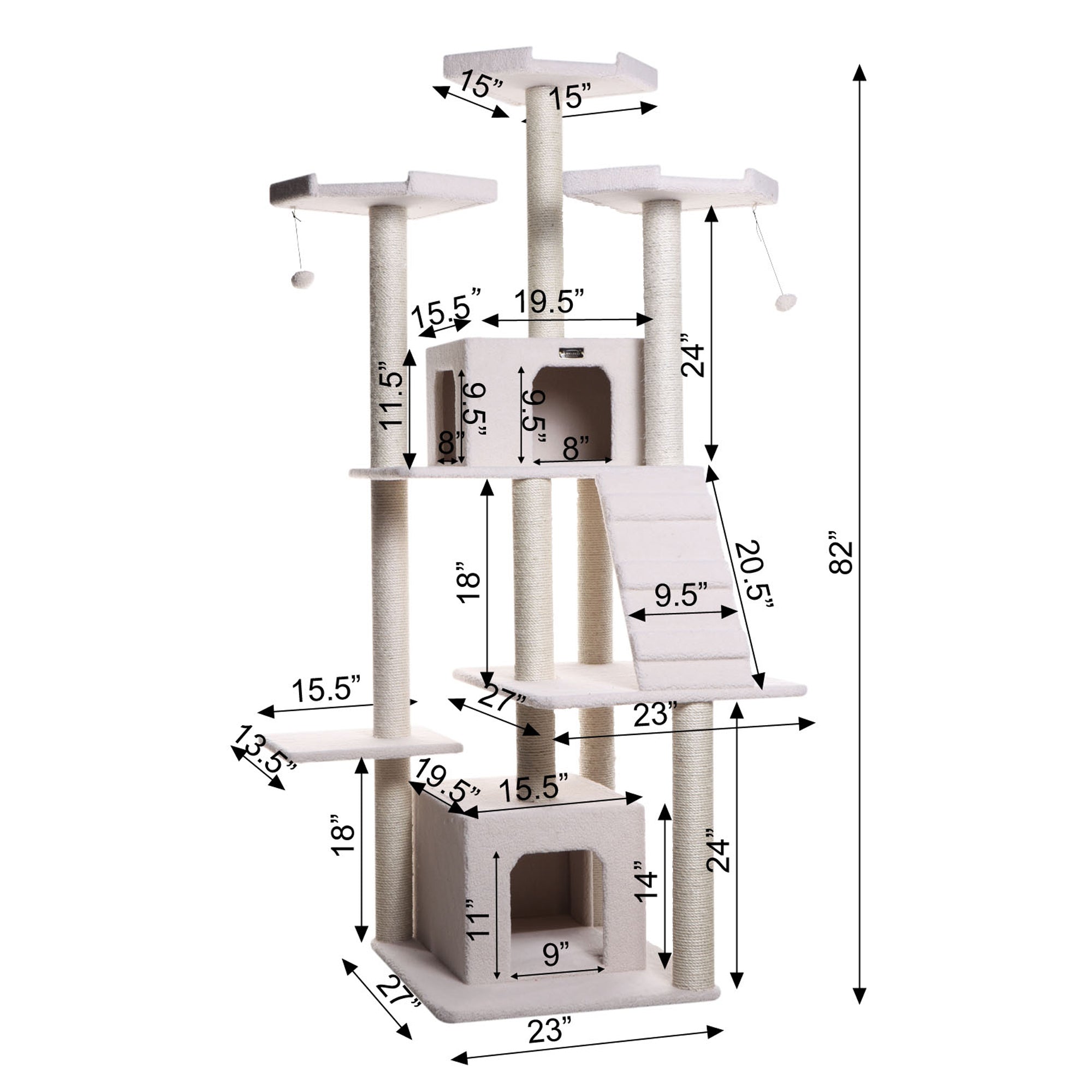 82-inch Faux Fleece Cat Tree, Ivory by Armarkat