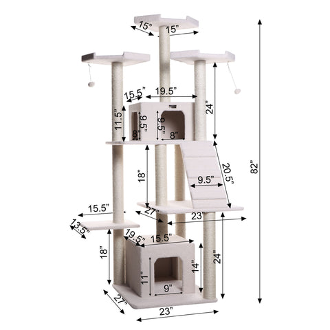 82-inch Faux Fleece Cat Tree, Ivory by Armarkat