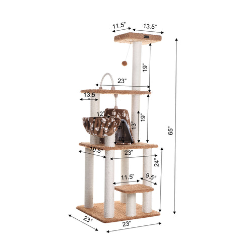 64-inch Ultra-Thick Faux Fur Cat Tree, Chocolate by Armarkat