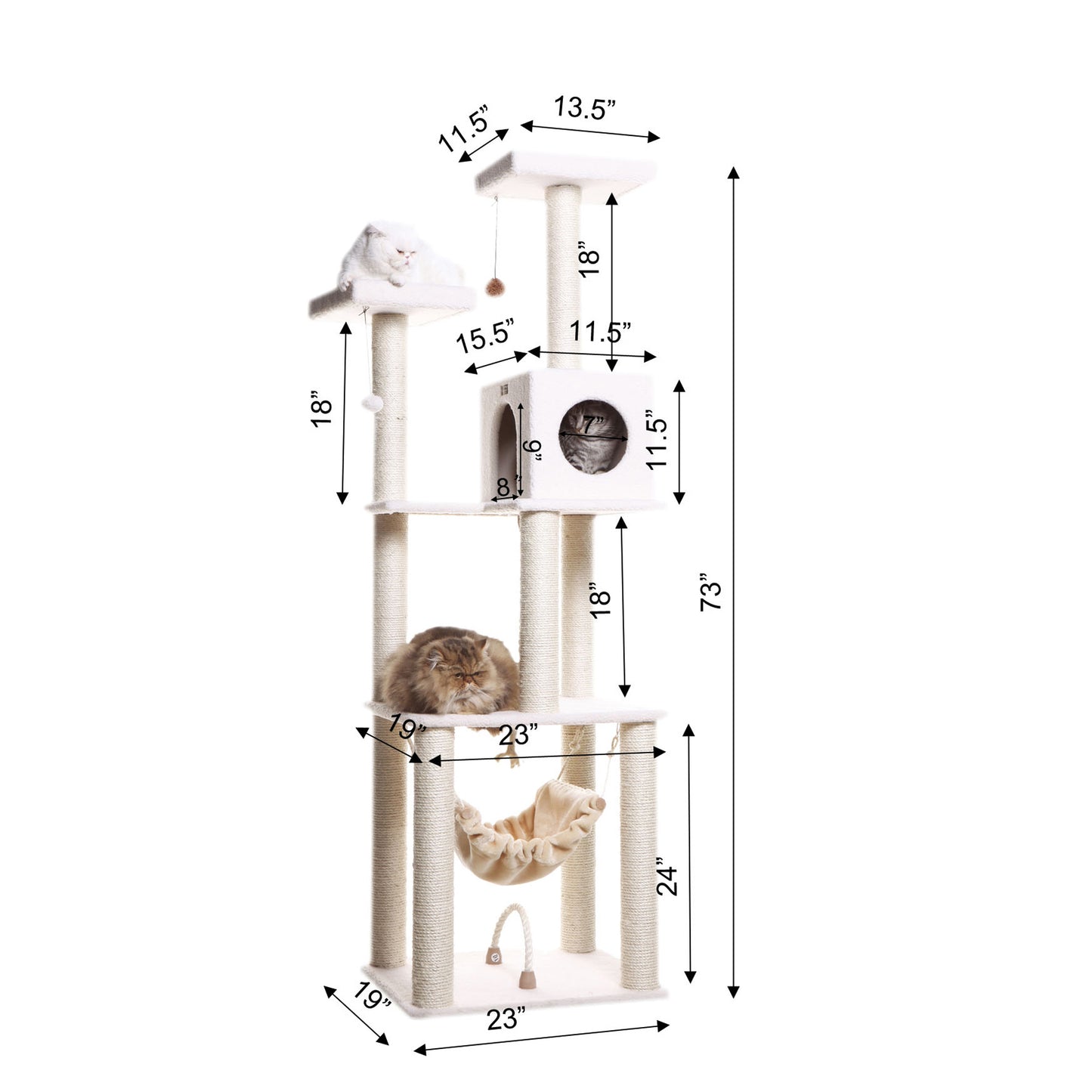 Classic 73-Inch Faux Fleece Cat Tree, Ivory by Armarkat