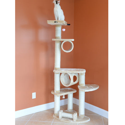 74-inch Faux Fur Cat Tree, Beige by Armarkat