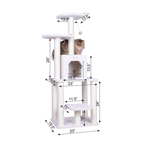 62-inch Faux Fleece Cat Tree, Ivory by Armarkat