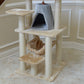 65-inch Faux Fur Cat Tree, Beige with Hammock and Tent by Armarkat