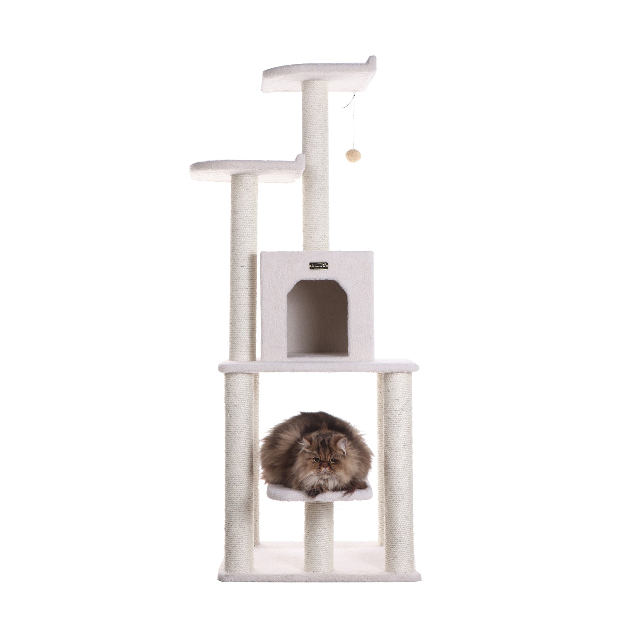 62-inch Faux Fleece Cat Tree, Ivory by Armarkat