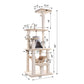 65-inch Faux Fur Cat Tree, Beige with Hammock and Tent by Armarkat