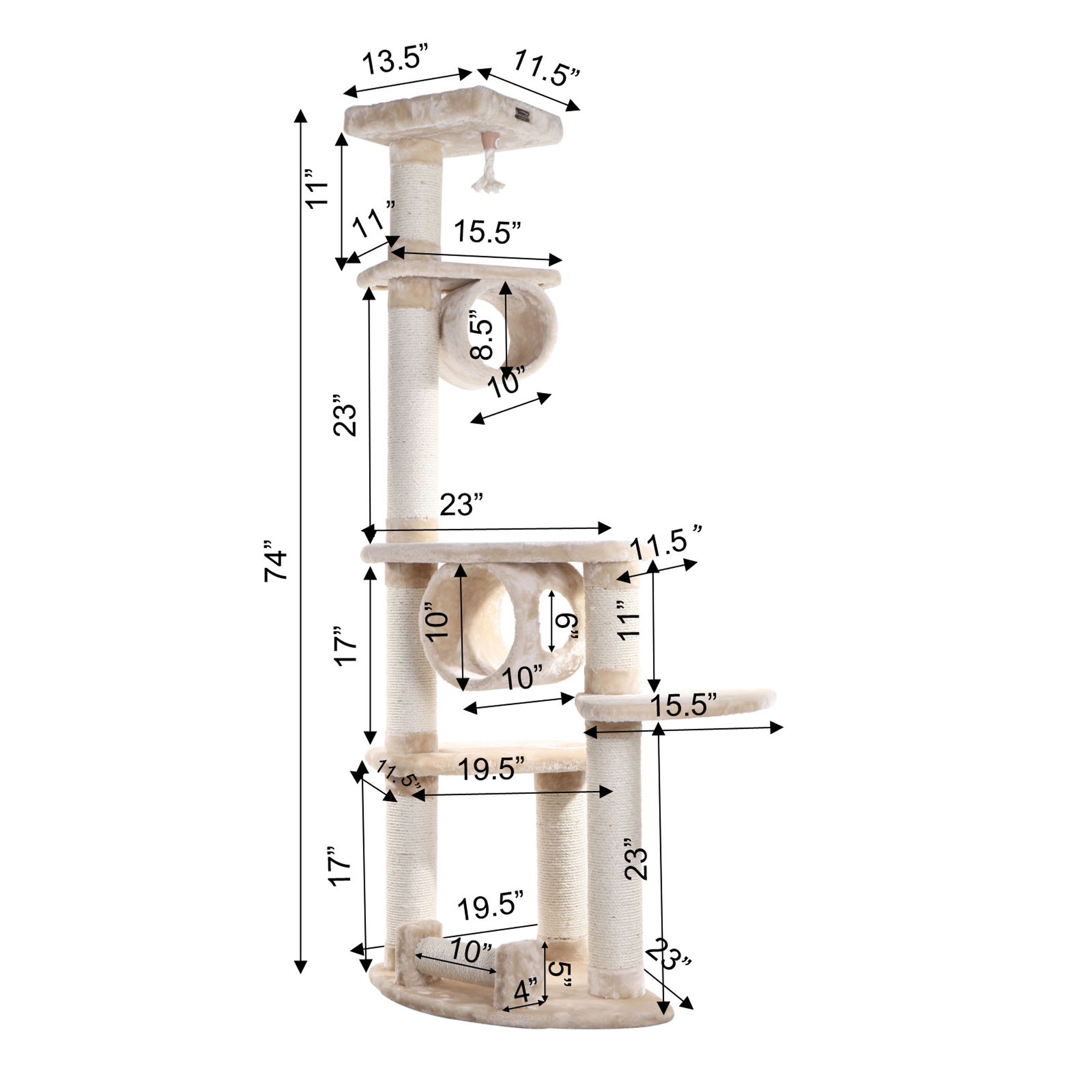 74-inch Faux Fur Cat Tree, Beige by Armarkat