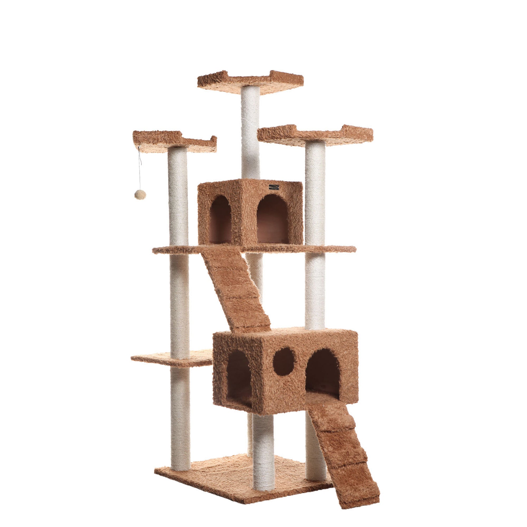 74-inch Ultra-Thick Faux Fur Cat Tree, Ochre Brown by Armarkat