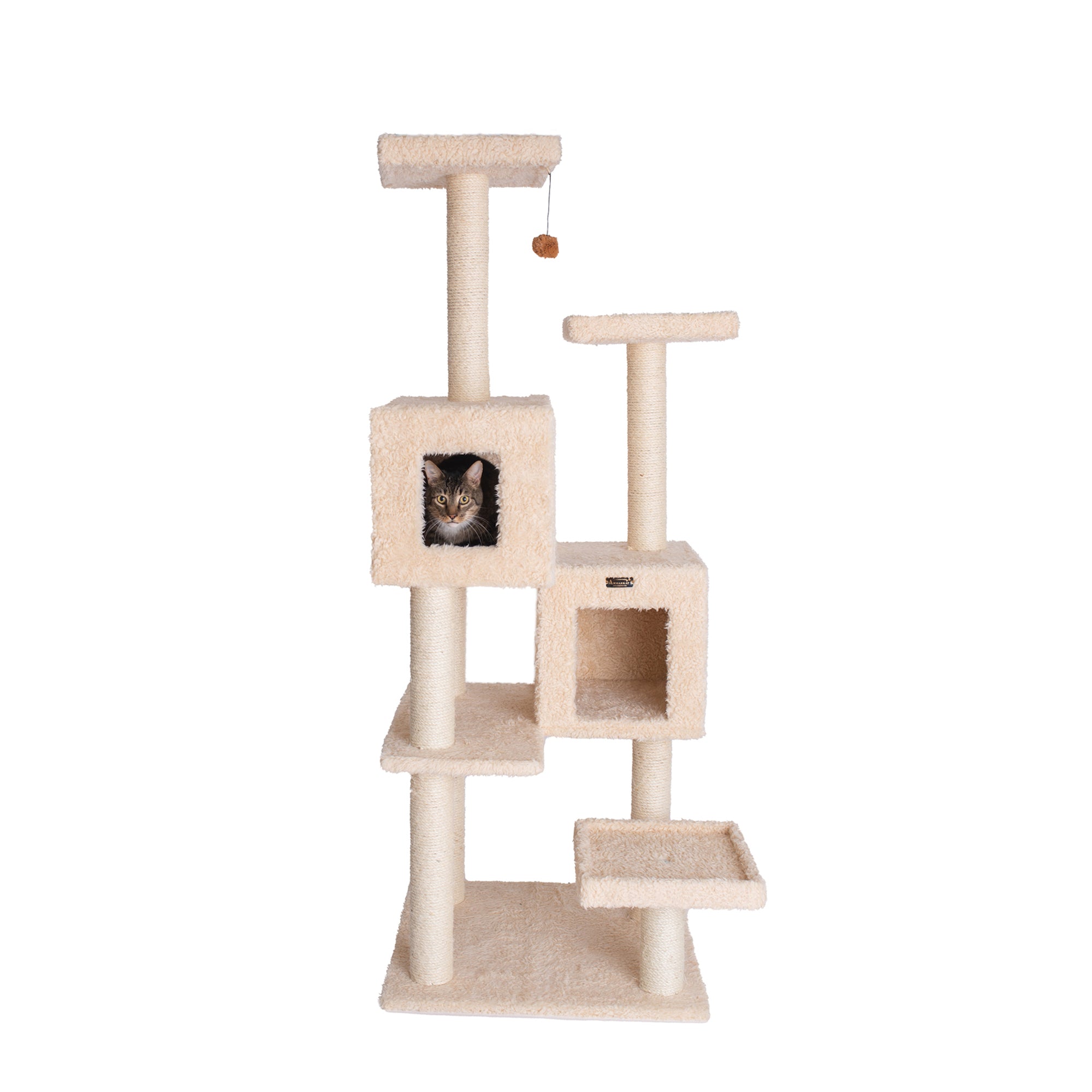 67-inch Ultra-Thick Faux Fur Cat Tree, Beige by Armarkat
