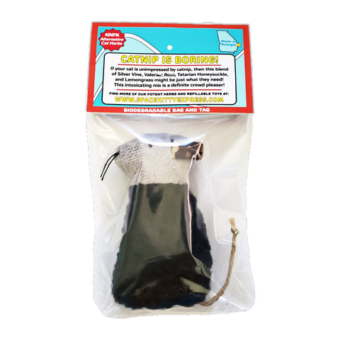 Refillable Black Sherpa Mouse with Catnip Alternative Blend by Space Kitty Express