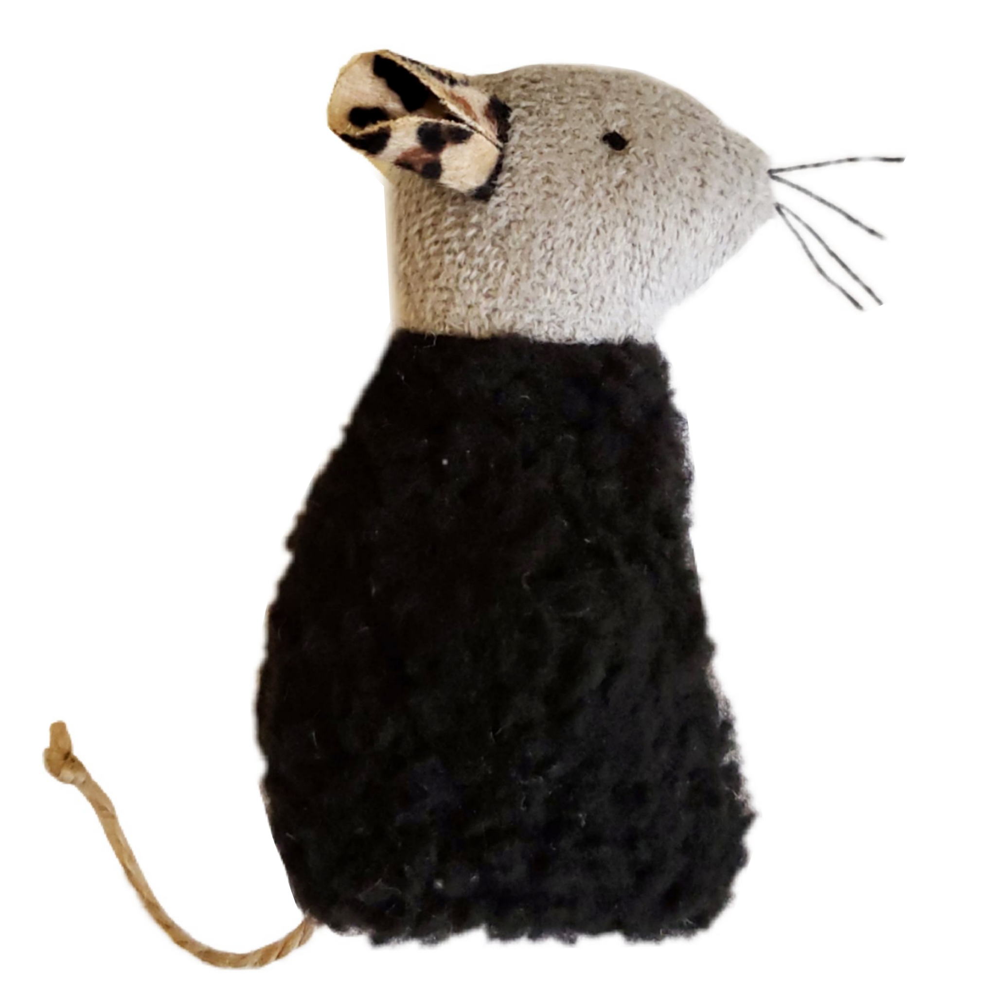 Refillable Black Sherpa Mouse with Catnip Alternative Blend by Space Kitty Express