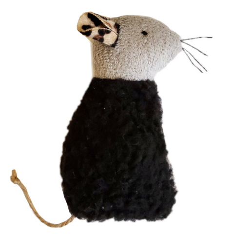 Refillable Black Sherpa Mouse with Catnip Alternative Blend by Space Kitty Express