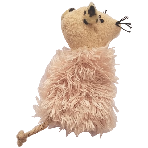 Refillable Beige Mouse with Organic Catnip by Space Kitty Express