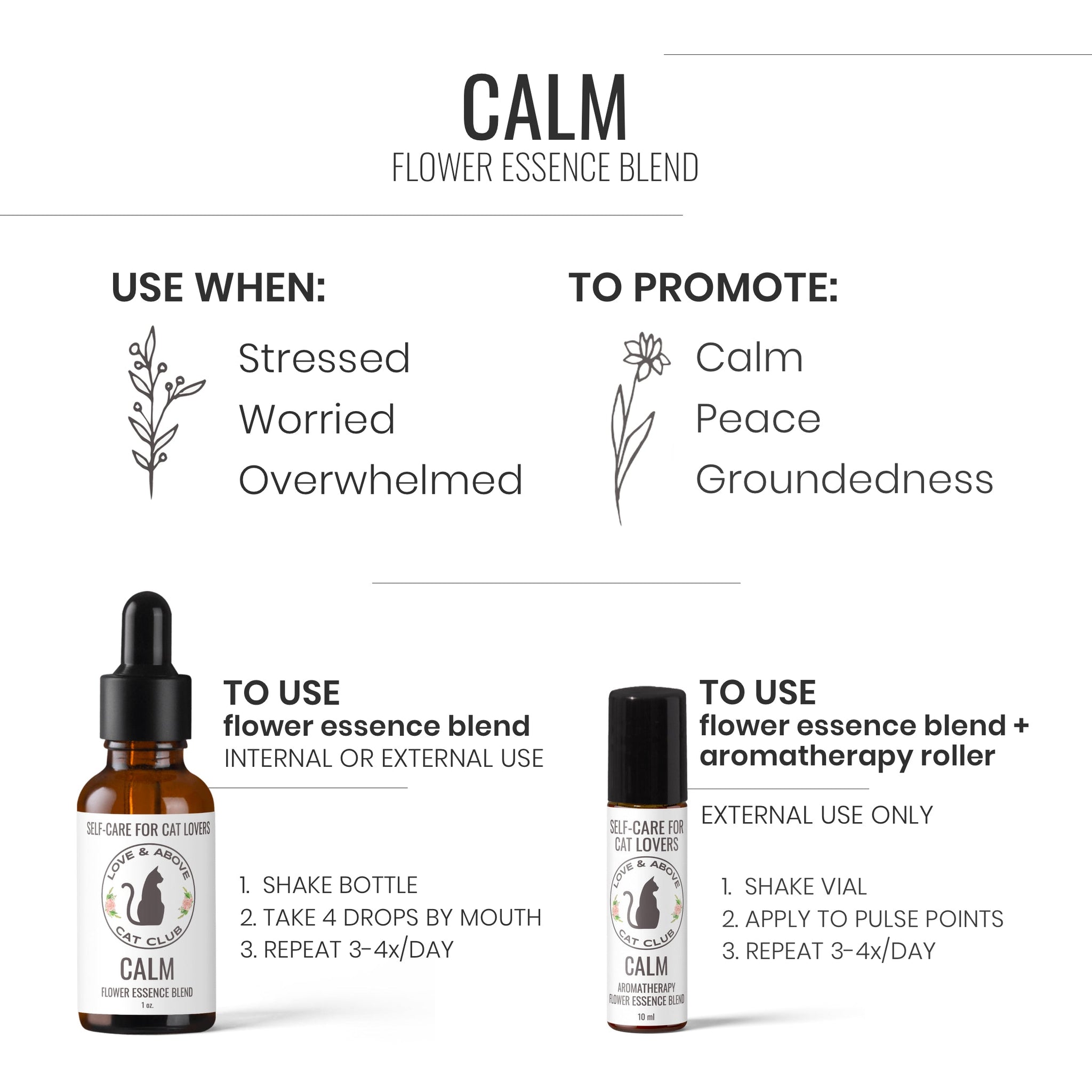 Calm - Stress Relief for Humans: Aromatherapy & Flower Essence Roller