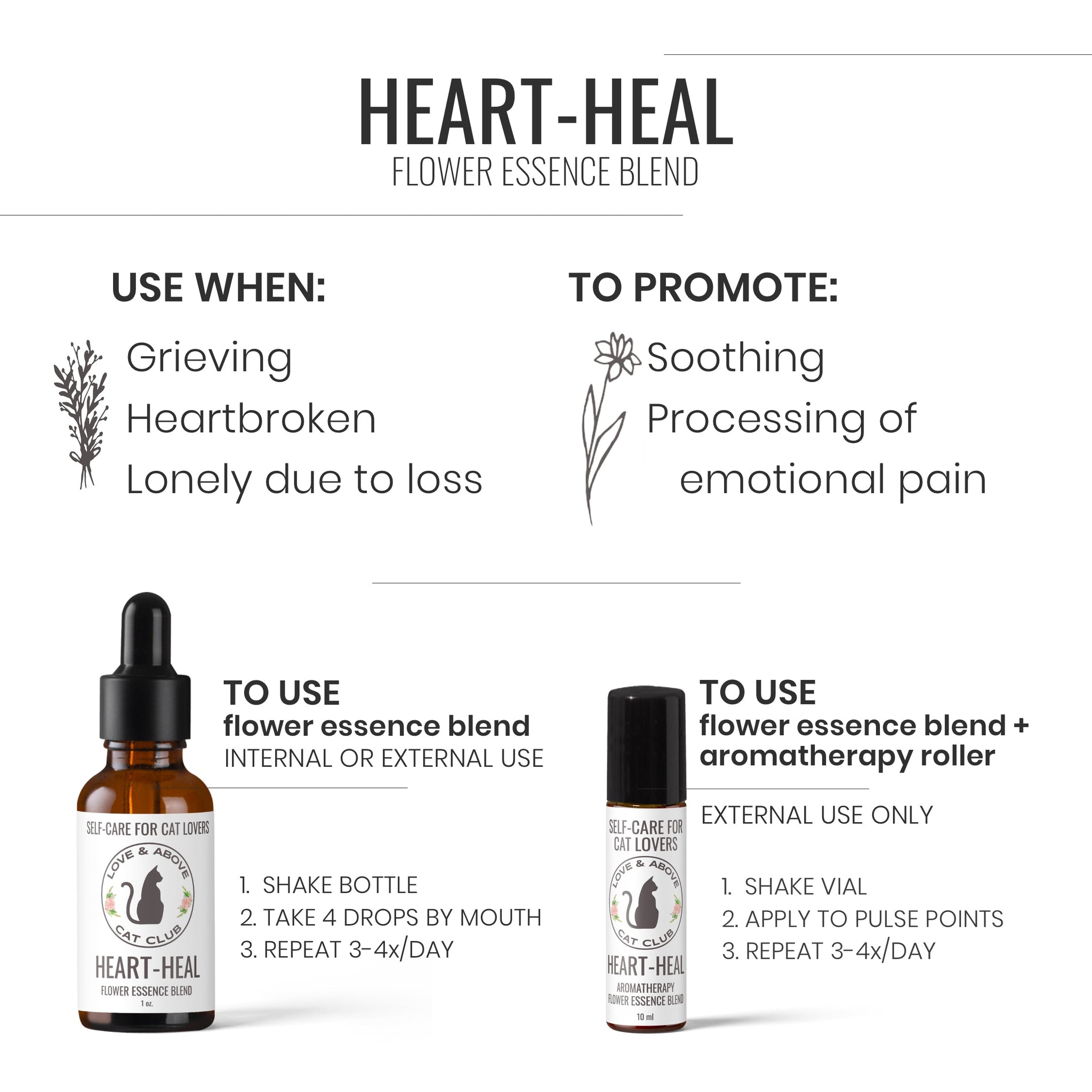 Heart-Heal - Grief Support for Humans: Aromatherapy & Flower Essence Roller