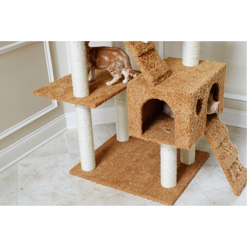 74-inch Ultra-Thick Faux Fur Cat Tree, Ochre Brown by Armarkat