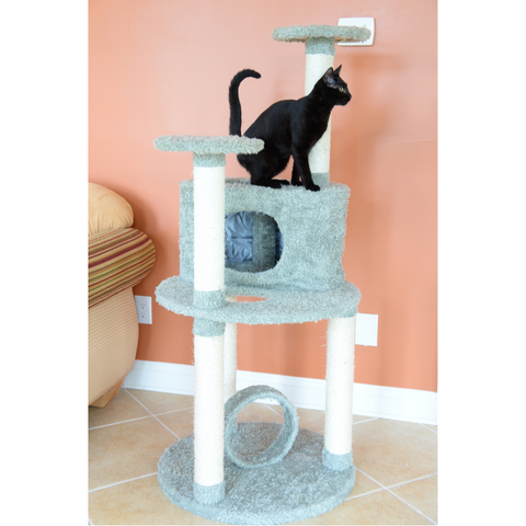60-inch Ultra Thick Faux Fur Cat Tree, Dark Seagreen by Armarkat