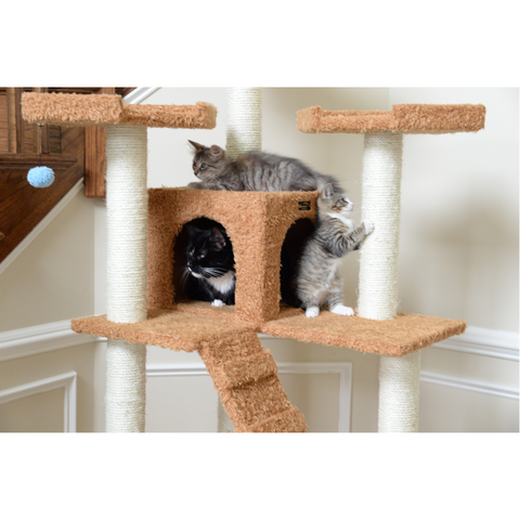 74-inch Ultra-Thick Faux Fur Cat Tree, Ochre Brown by Armarkat