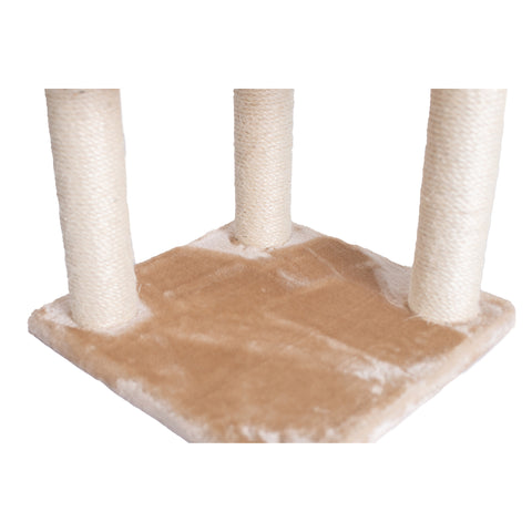 48-inch Faux Fur Cat Tree, Beige with Raised House by Armarkat