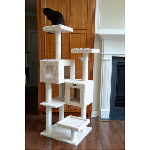 67-inch Ultra-Thick Faux Fur Cat Tree, Beige by Armarkat