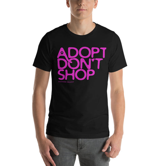 T-Shirt: ADOPT DON'T SHOP (magenta design)