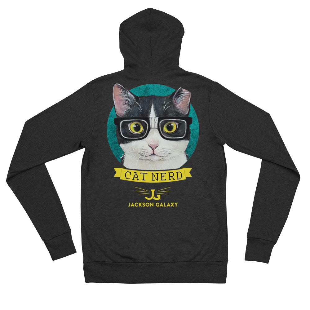 Zip Hoodie: CAT NERD on back