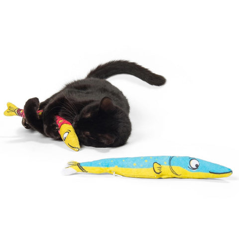 Black cat hugging Refillable Silvervine Sardines (set of 2) Cat Toys