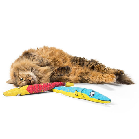 Orange cat rubbing on Refillable Silvervine Sardines (set of 2) Cat Toys